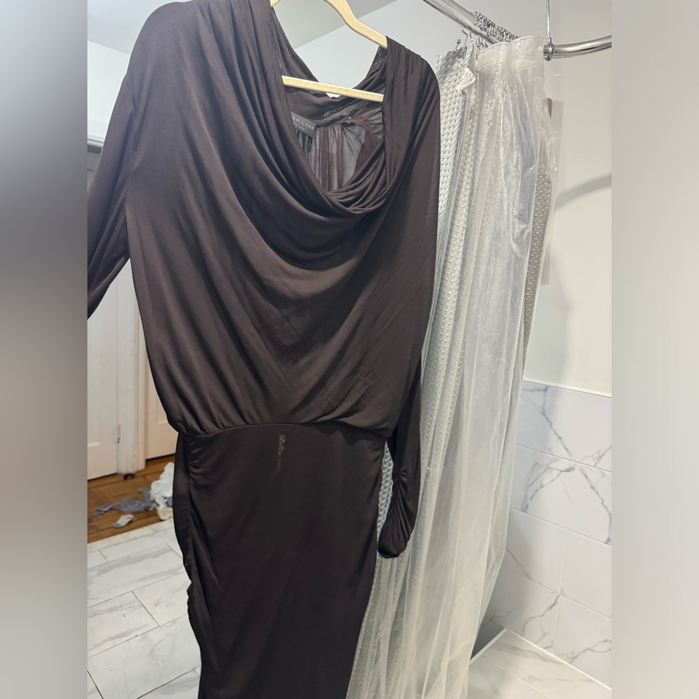 Derek Lam deep chocolate/ purple chiffon ruched dress
